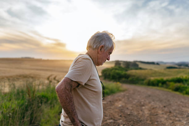 istock Senior man on the farm at sunset 1446970065