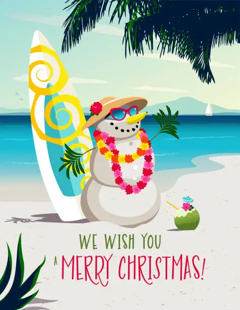 Vector illustration of Christmas in tropical climate
