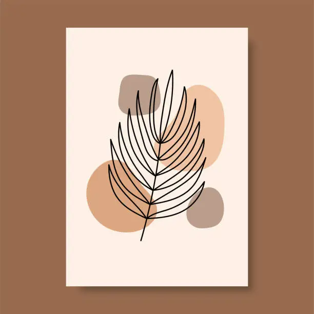 Vector illustration of Trendy leaf illustration with abstract background. Abstract Art design for print, cover, wallpaper, Minimal and natural wall art. Vector illustration.