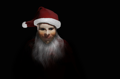 Santa Claus portrait isolated on black background. 3D render illustration.