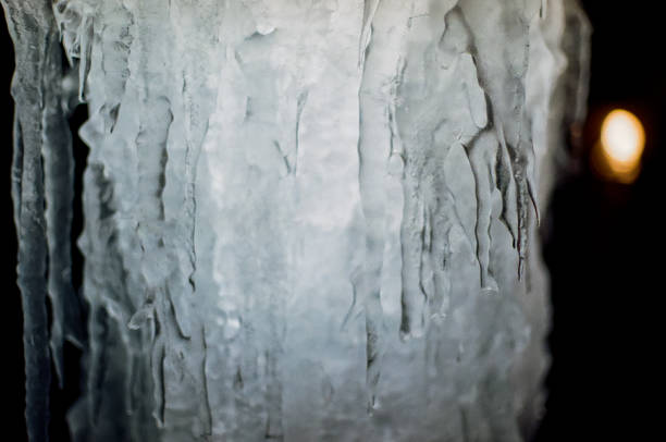 Beautiful icicles in a tunnel