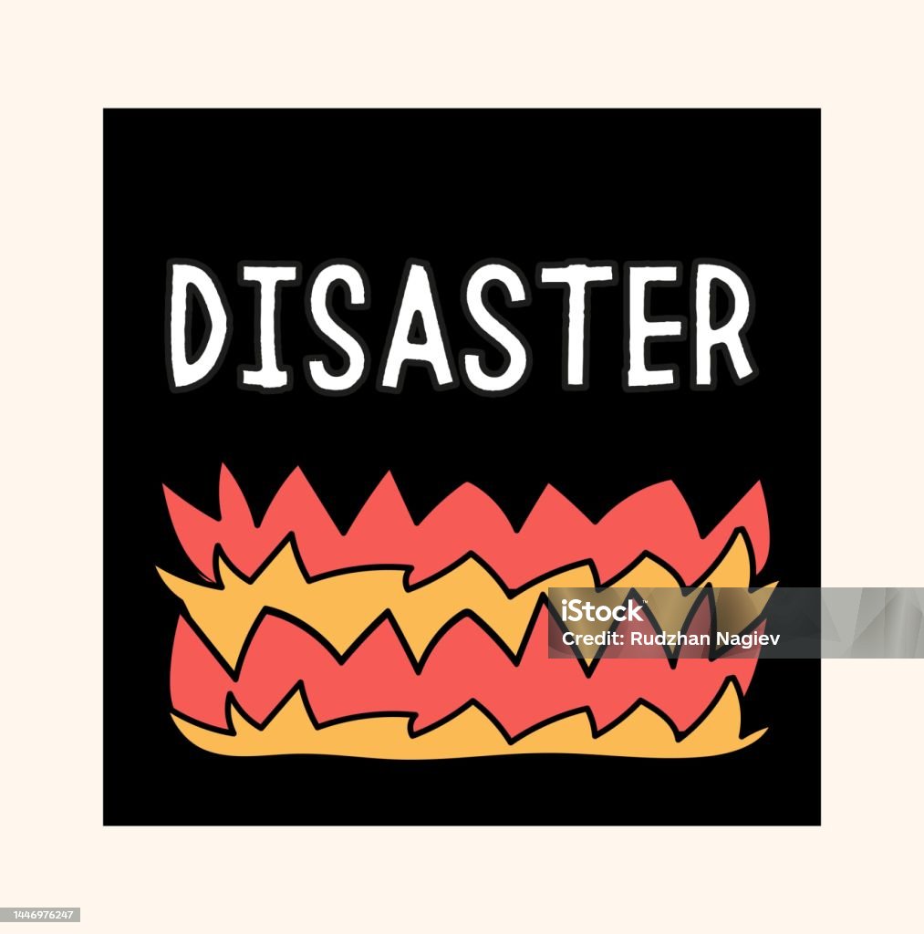 Disastra Sticker Doodle Disaster In Black Square Stock Illustration - Download Image Now ...