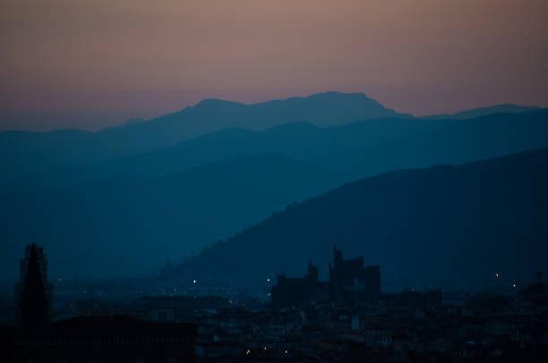 A beautiful mountain backdrop at Sunset of Florence, Italy