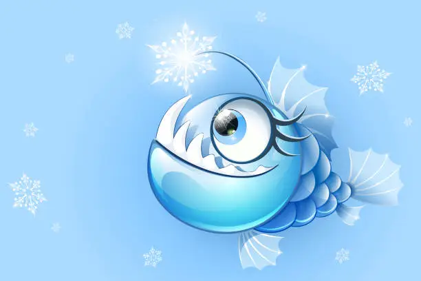 Vector illustration of AnglerFish with snowflake