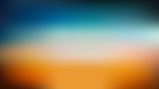 Blue, Teal and Orange Defocused Blurred Motion Gradient Abstract Background Vector Illustration, Horizontal