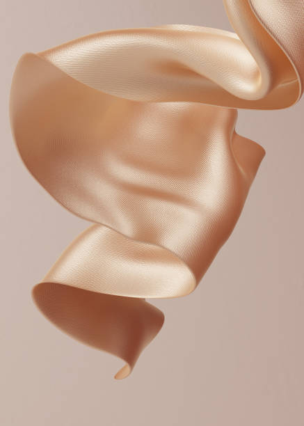 istock Flying fabric, dynamic cloth gold color, abstract scarf movement 3d rendering 1446984681