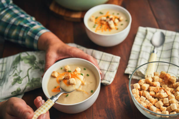 istock Creamy Cauliflower Soup with Vegan Bellalodi Cheese 1446986071
