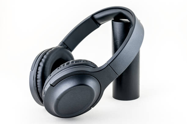 istock Black headphones on white background 1446986227