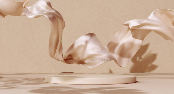 istock Minimal product display neutral beige color shadows and podium background. 3d rendering abstract aesthetic scene stage showcase. 1446986417