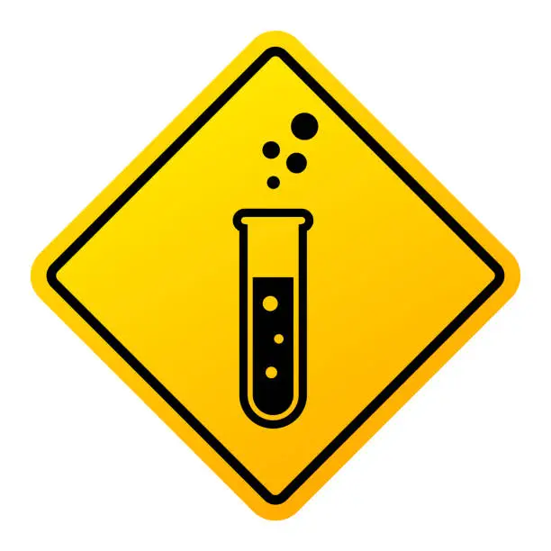 Vector illustration of Danger chemical in test glass warning sign