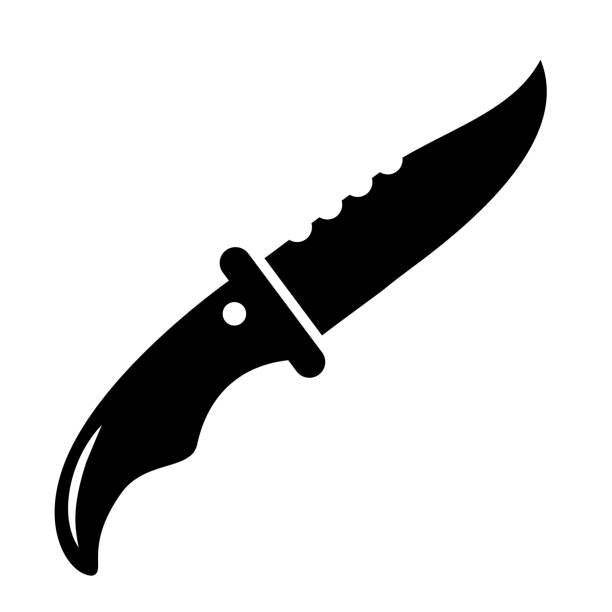 ilustrações de stock, clip art, desenhos animados e ícones de knife weapon vector icon - weapon dagger hunting hunter