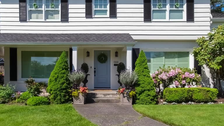 Approaching an American Colonial Style Suburban Home