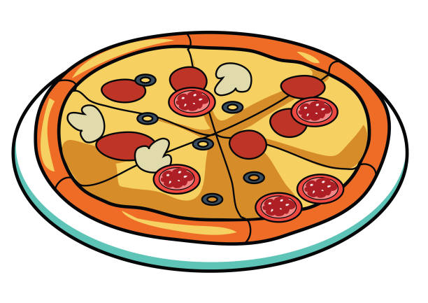 illustrazioni stock, clip art, cartoni animati e icone di tendenza di pizza - pizza margherita