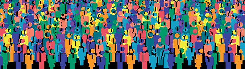 Vector illustration of large group of people. Symbols. People Icons.