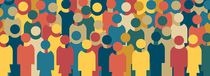 Vector illustration of large group of people. Symbols. People Icons.