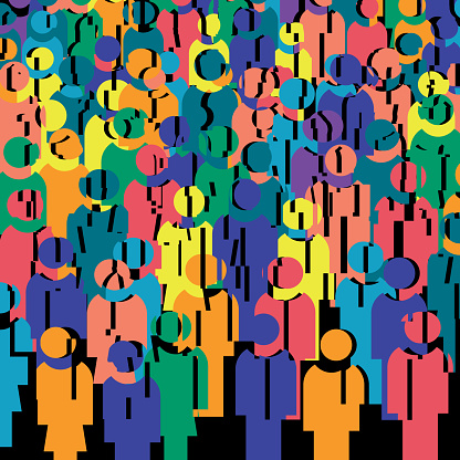 Vector illustration of large group of people. Symbols. People Icons.