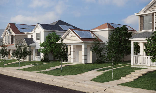 istock Houses with solar panels 1447003438
