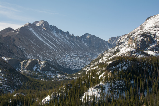 Snowy mountain peaks in Rocky Mountain National Park