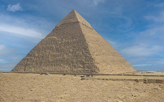 Pyramid of Khafre in Egypt and blue sky.