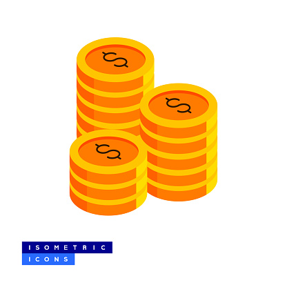 Money Isometric Icon Concept and Three Dimensional Design. Money Stack, Paper Money, Banking, Atm, Revenue, Wealth, Investment.