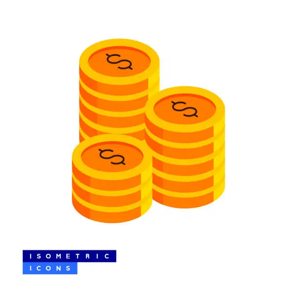 Vector illustration of Money Isometric Icon Concept and Three Dimensional Design. Money Stack, Paper Money, Banking, Atm, Revenue, Wealth, Investment.