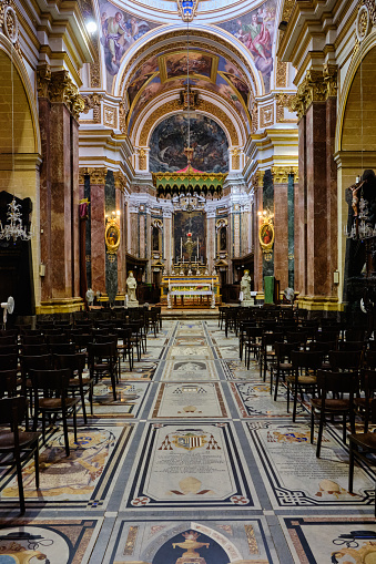 Main nave and altar of St. Paul's Cathedral - Mdina, Malta