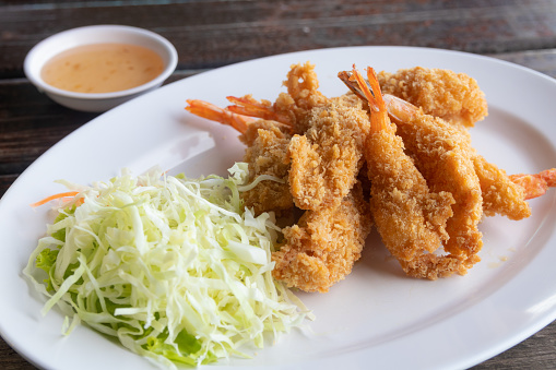 deep-fried breaded shrimp with sweet plum dipping sauce