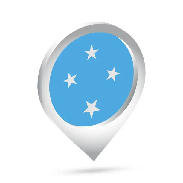 Vector illustration of Micronesia flag 3d pin icon