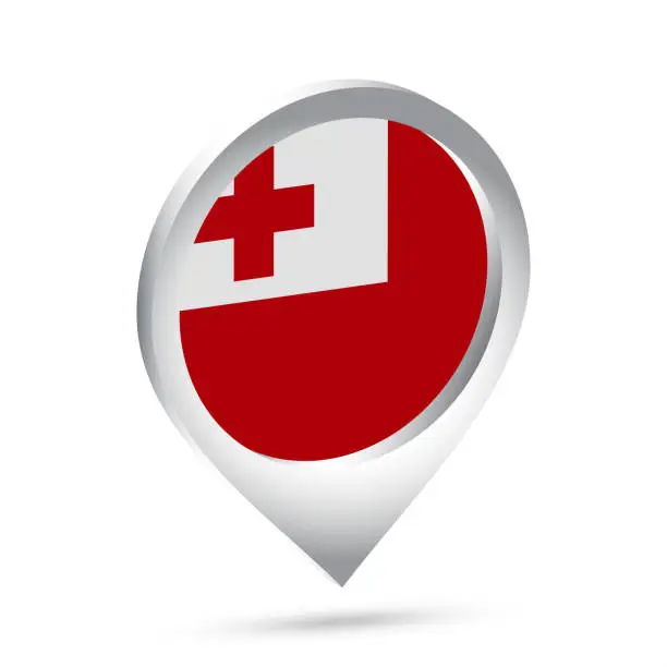 Vector illustration of Tonga flag 3d pin icon