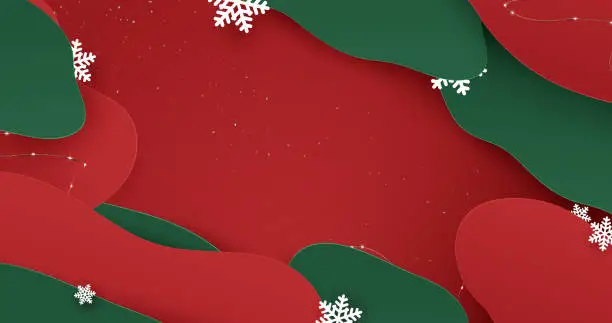 Vector illustration of Abstract shape with red and green Christmas theme color background. Vector