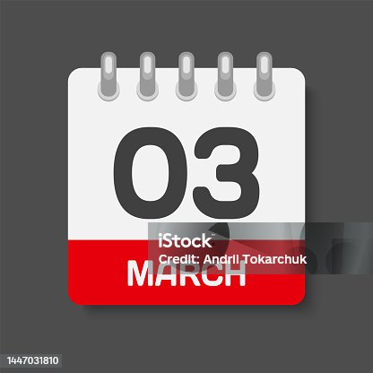 istock Icon day date 3 March, template calendar page 1447031810