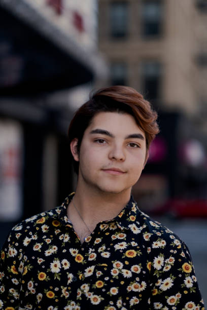 Young Man in Downtown Los Angeles stock photo