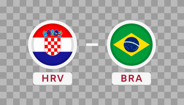 croatia vs brazil match design element. flags icons isolated on transparent background. football championship competition infographics. announcement, game score, scoreboard template. vector - croatia stock illustrations