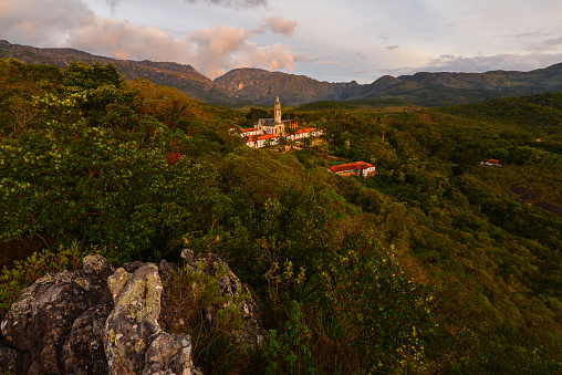 Sunset on the Serra do Caraça mountain range and the Santuário do Caraça