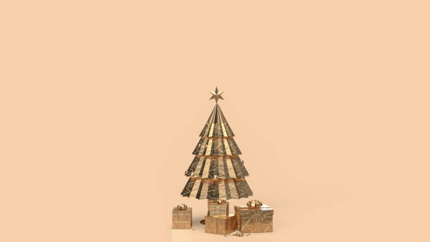 istock The gold Christmas tree and gift box for holiday concept 3d rendering 1447035657