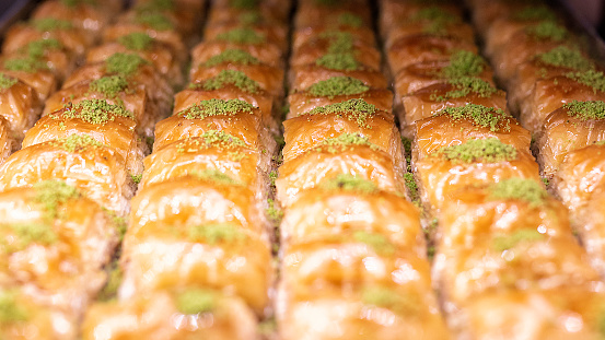Baklava , Traditional Turkish delights and desserts background