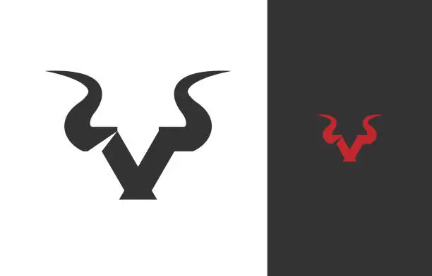 Vector illustration of Letter V bull monogram logo template