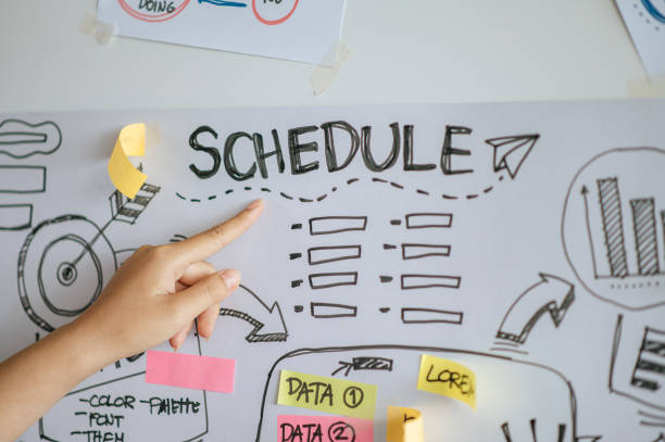 istock Young working woman present planing of project on board 1447049998