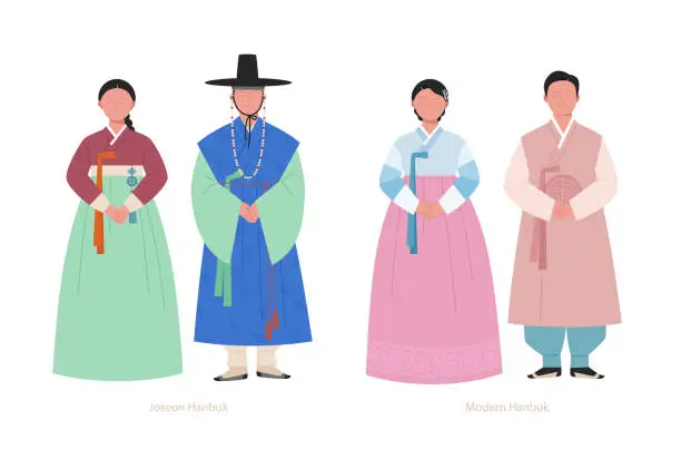 Vector illustration of Korean traditional costume Hanbok