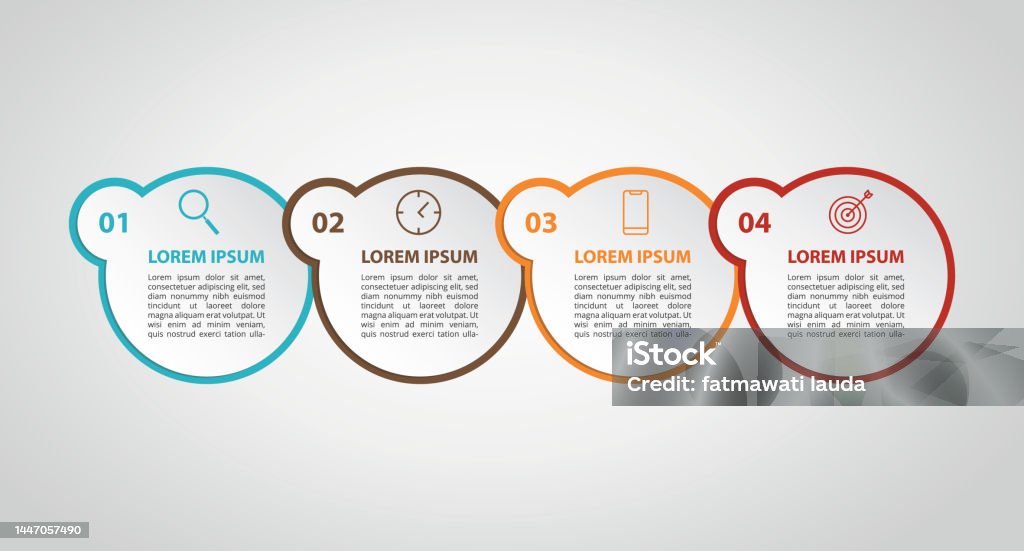 Infographic 4 Data Template Process Horizontal Process List Step Vector ...