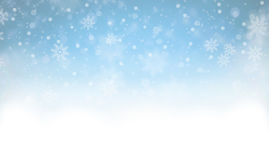 christmas soft blue background with snow