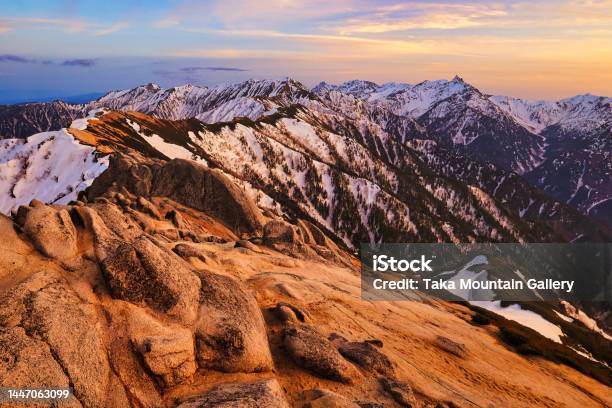 Sunset On The Omote Ginza Traverse From Mt Tsubakuro To Mt Yarigatake Stock Photo - Download Image Now