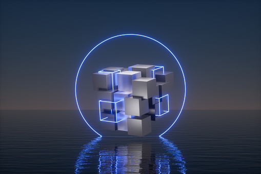 3d rendering cube title picture