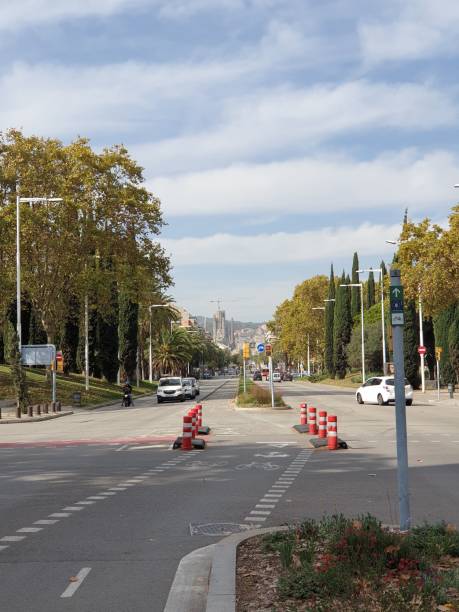 istock Asphalt road in a city on a cloudy day 1447072008