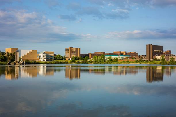 istock City building's reflection on the clear calm water 1447074493