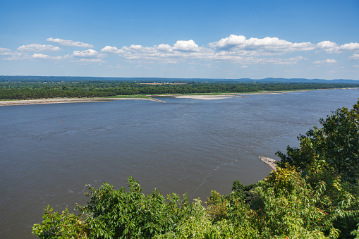 Mississippi River from the scenic overlook at the Trail of Tears State Park in Cape Girardeau, Missouri