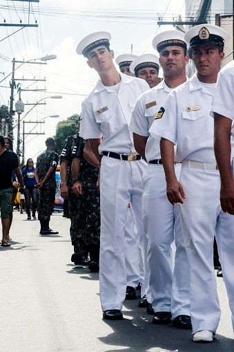 Salvador, Brazil – July 03, 2015: The military personnel during the Bahia independence parade in Lapinha neighborhood in Salvador