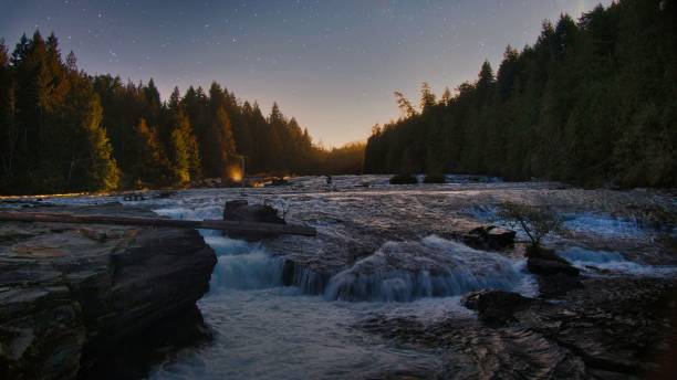 istock View of a wide river flowing through a forest under the starry evening sky 1447079128