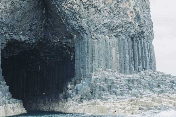 Fingal Cave surrounded by rocks and water