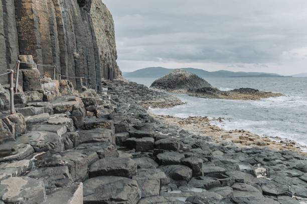 Fingal Cave surrounded by rocks and water